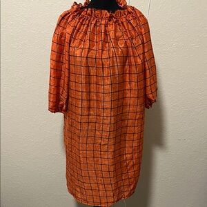 Boho Orange Checkered Dress